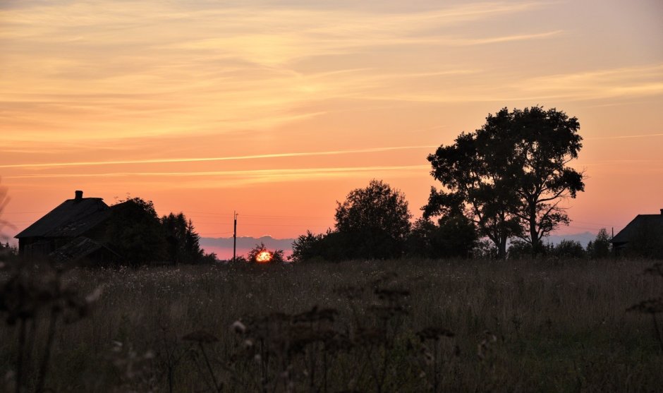 Закат в деревне