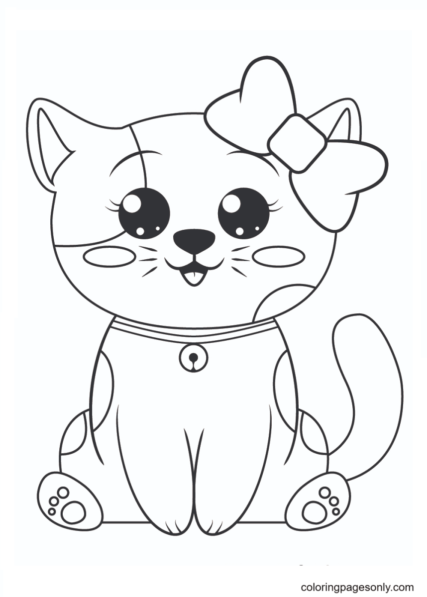 Котик раскраска легкая