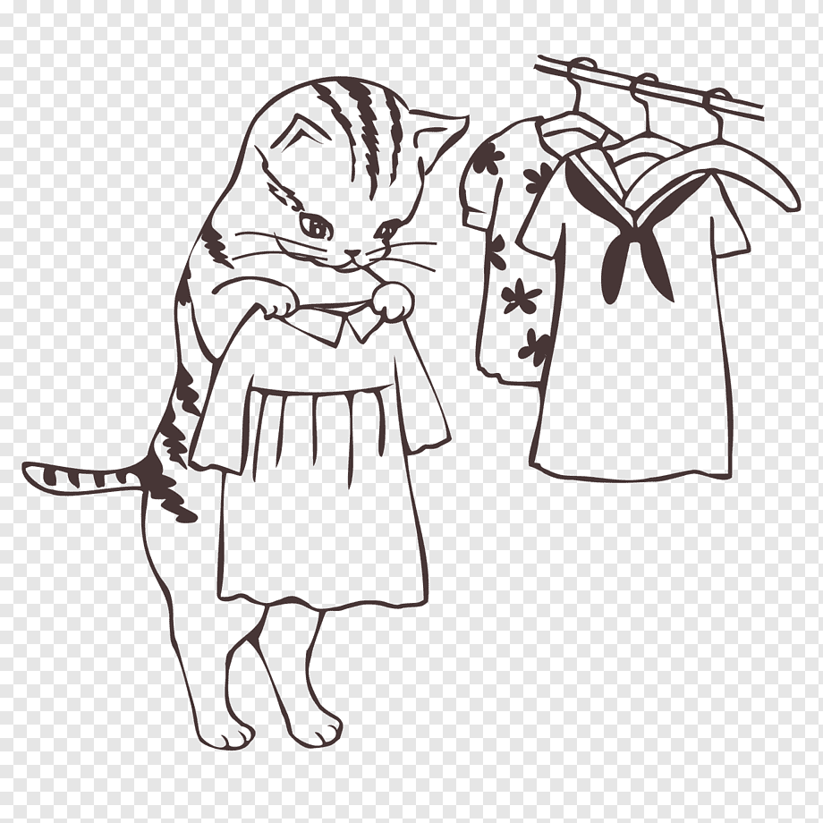 Кошка в платье раскраска