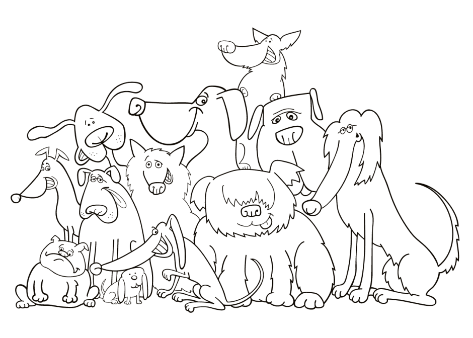 Много собак рисунок