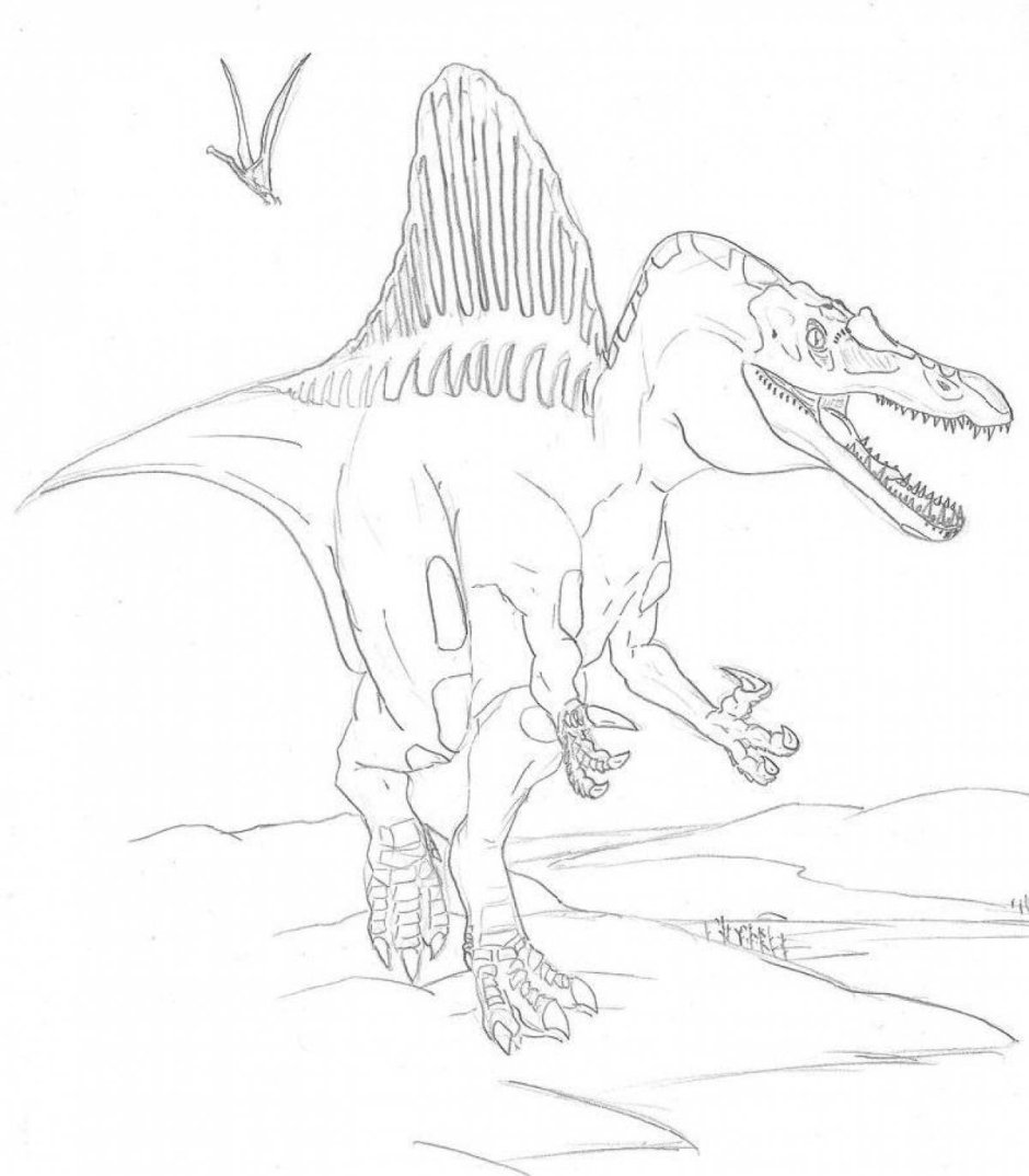 Раскраски парк Юрского периода Спинозавр