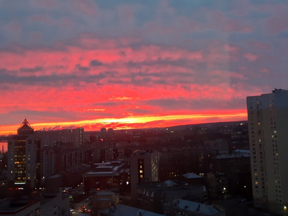 Закат из окна