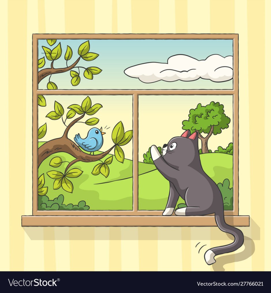 Сток вектор кот в окне