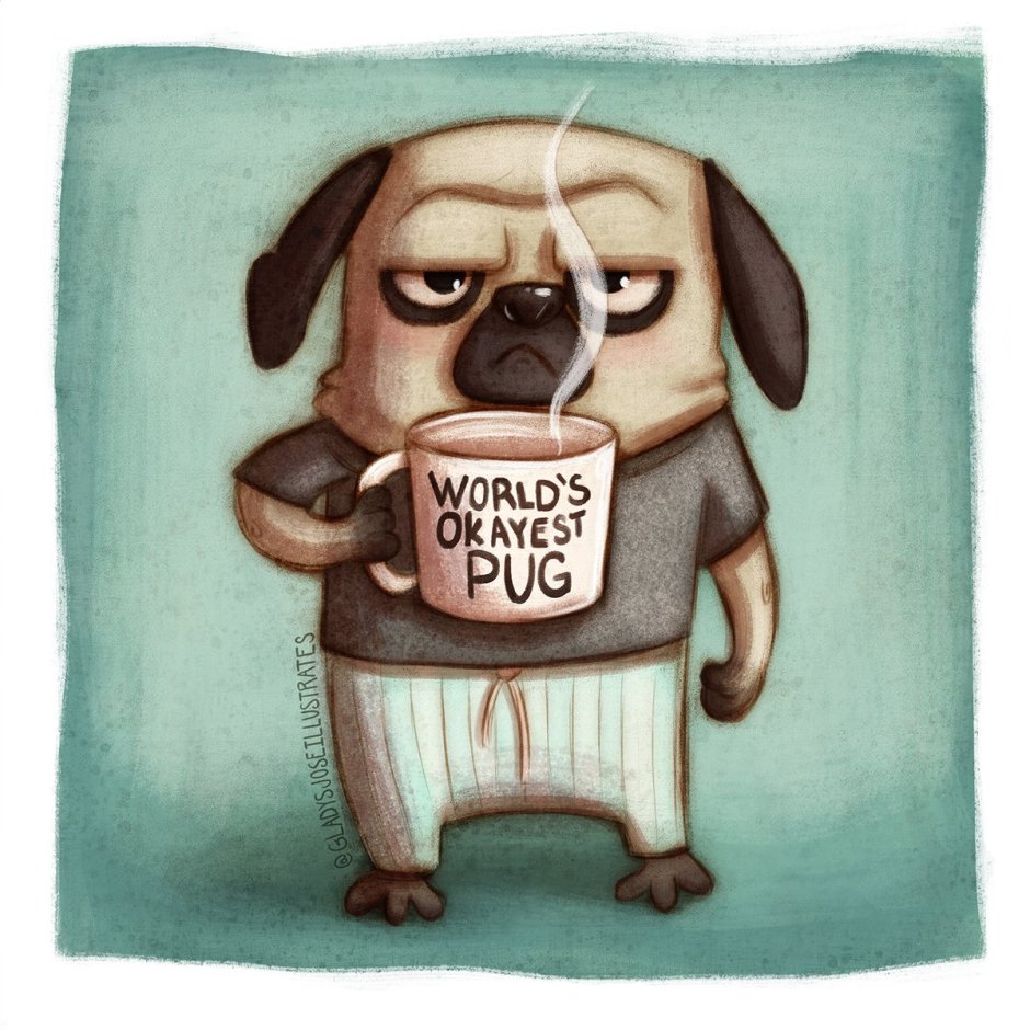 Мопсы рисунки смешные