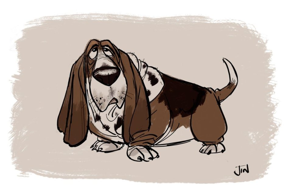 Собака Бассет хаунд рисунок