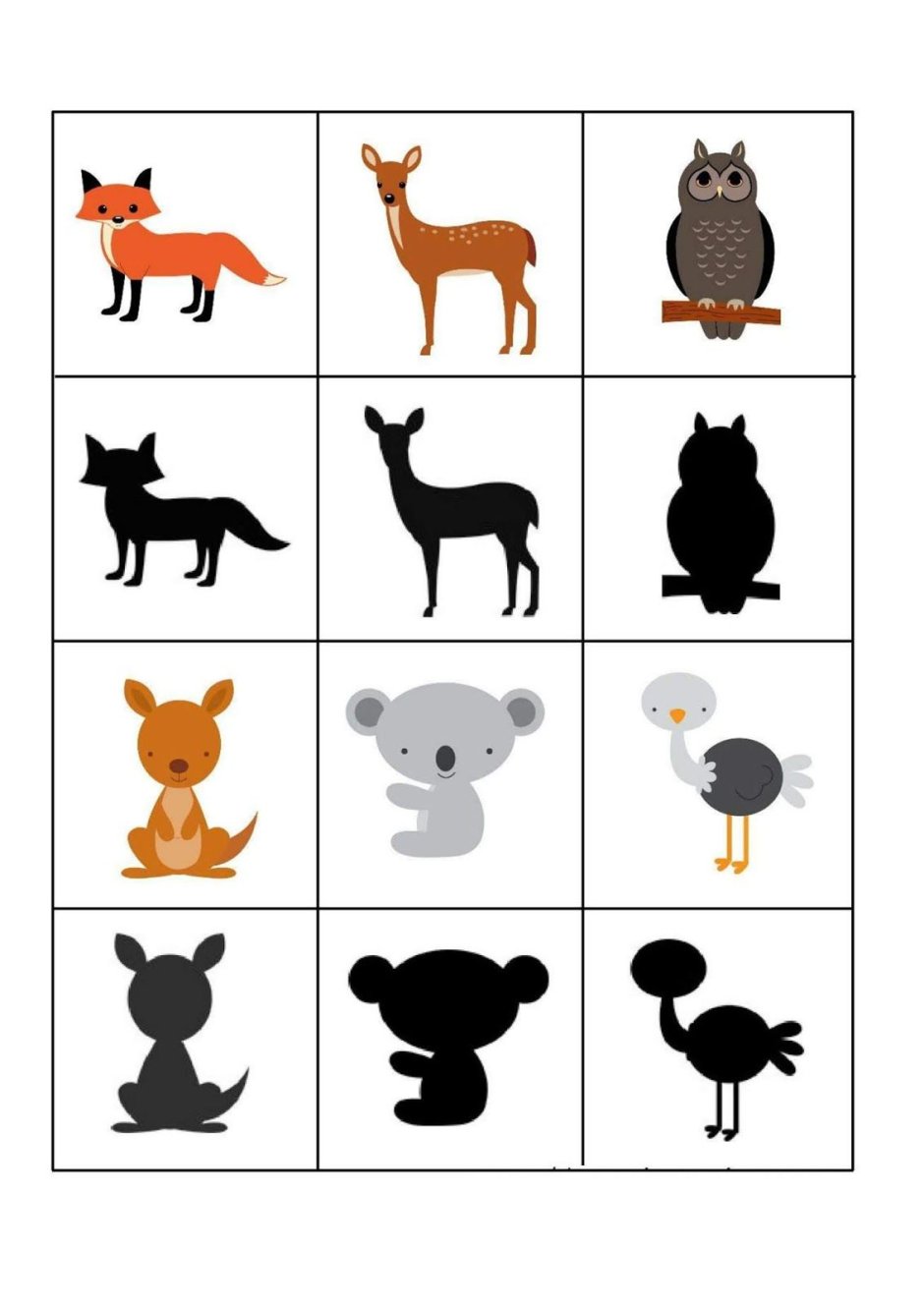 Силуэты животных для детей