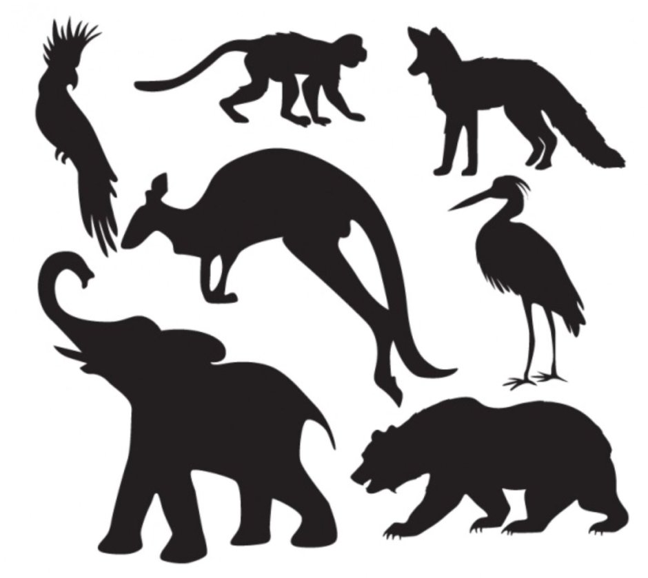 Силуэты диких животных