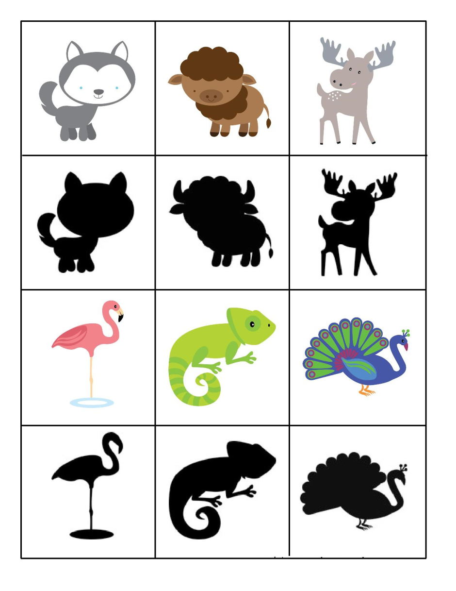 Тени животных для малышей