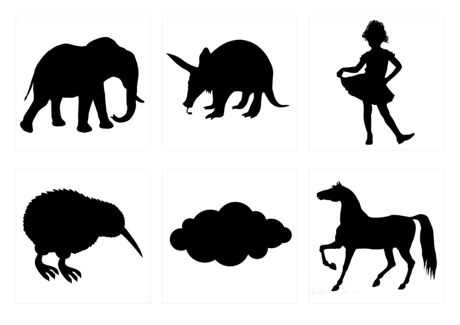 Силуэты предметов и животных