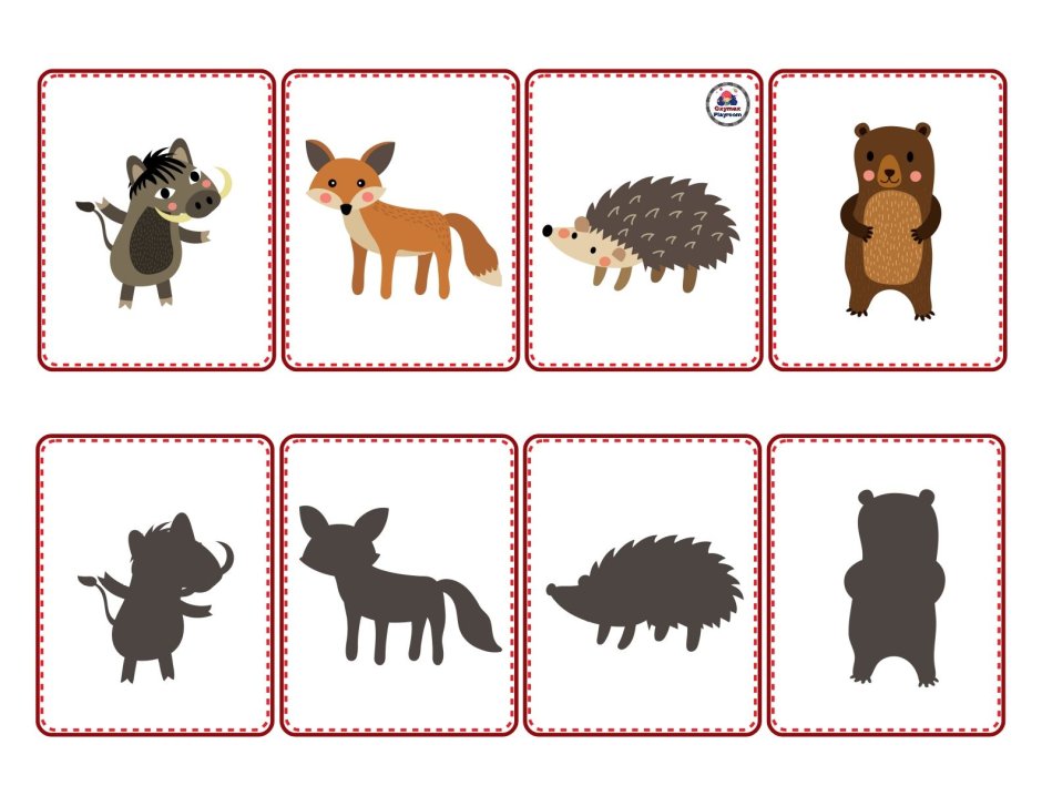 Тени диких животных для детей