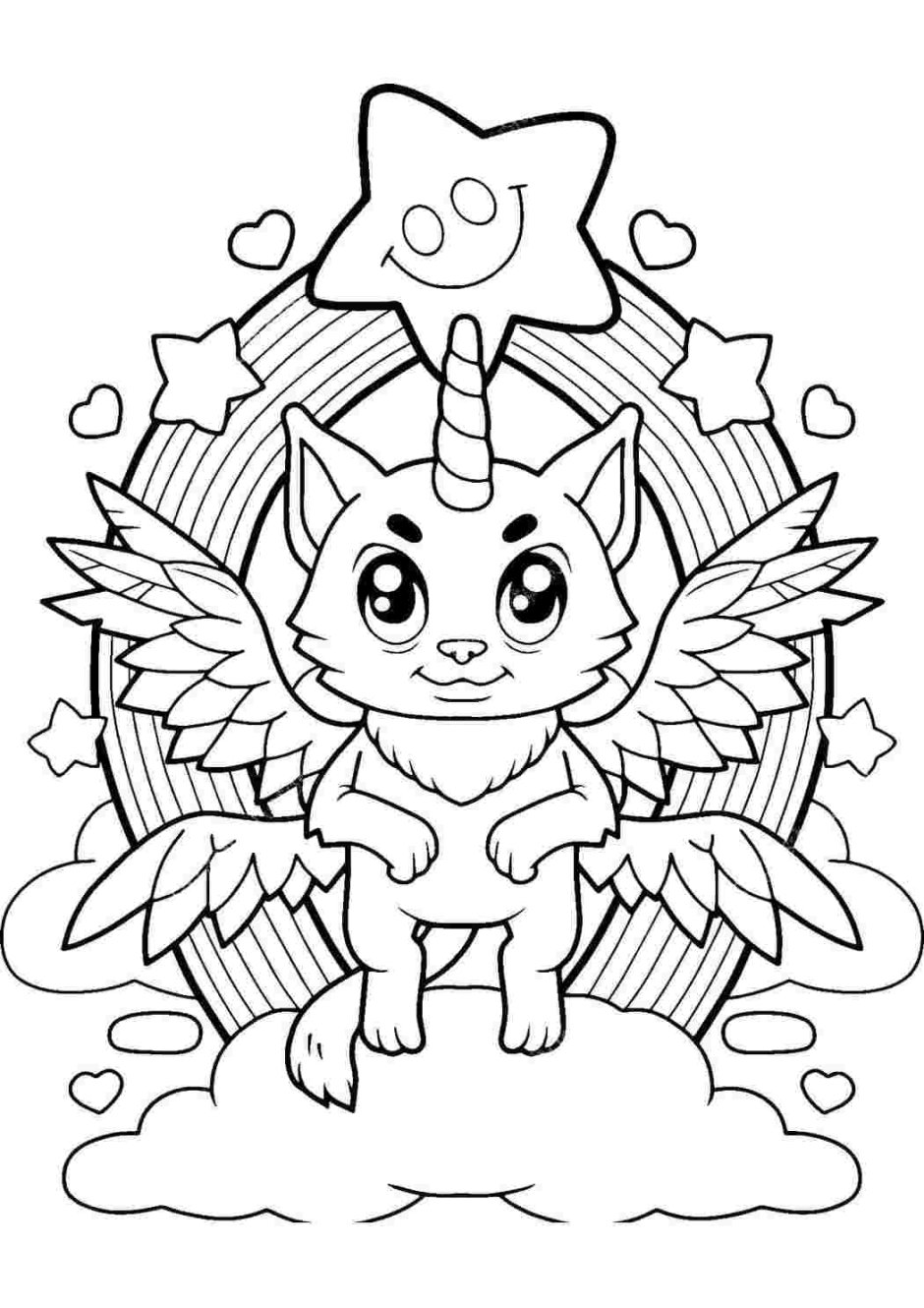 Кот Единорог раскраска