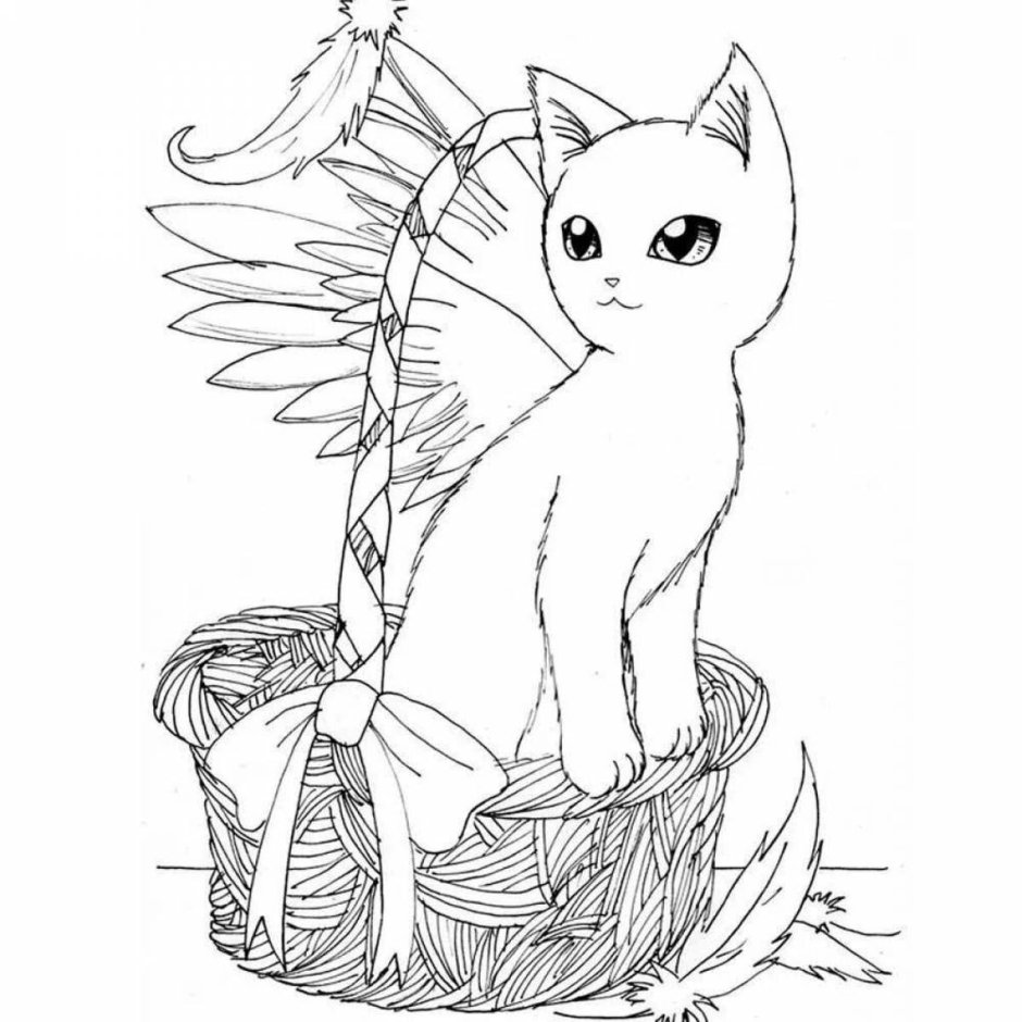 Кошки. Раскраска