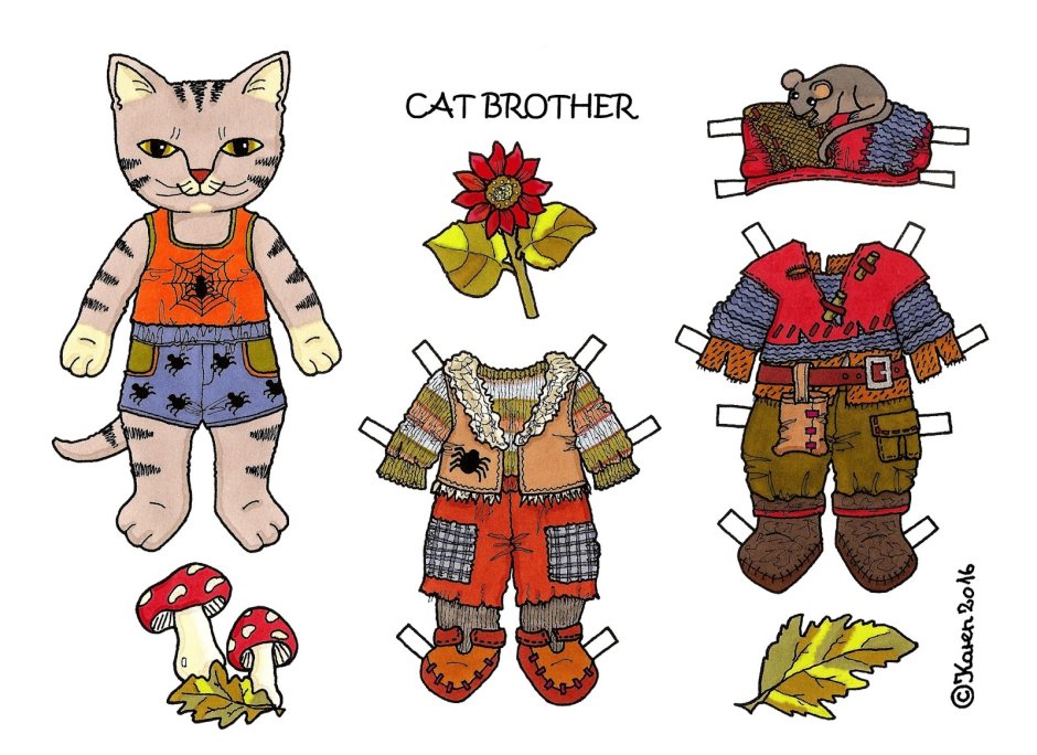 Бумажные котики с одеждой