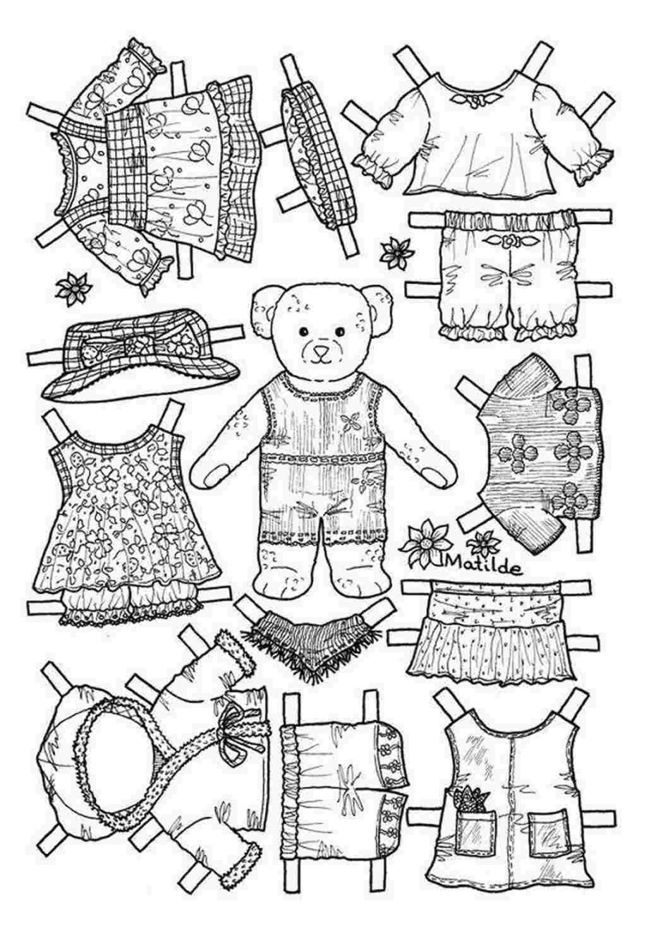 Бумажный мишка с одеждой