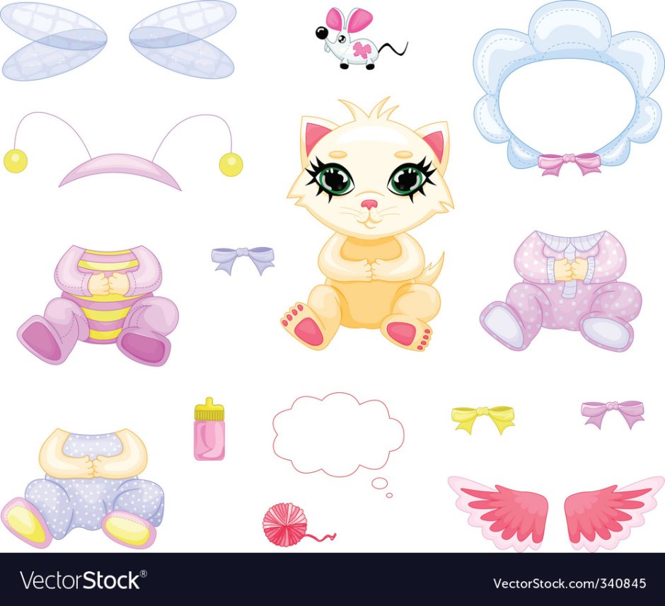 Новорожденный котенок вектор