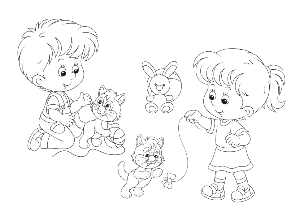 Котята играют рисунок для детей