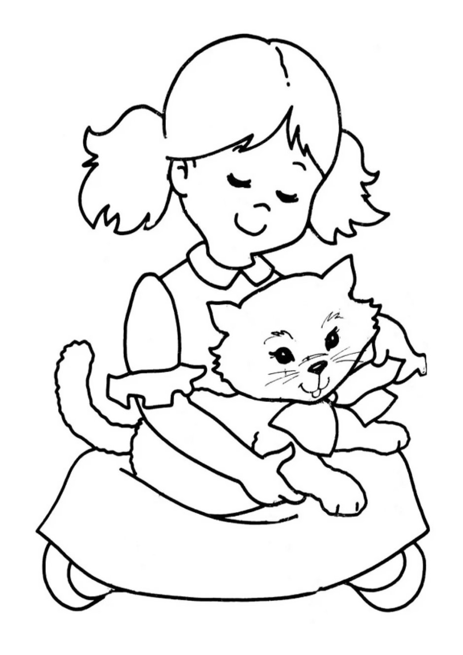 Картинки раскраска для девочек котята