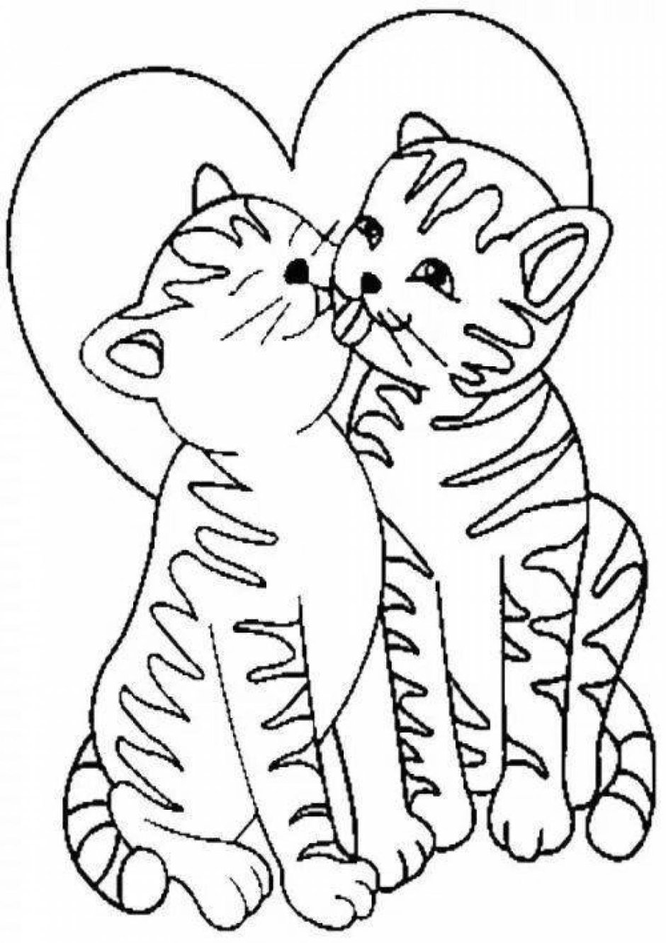 Кошка с сердечками раскраска для детей