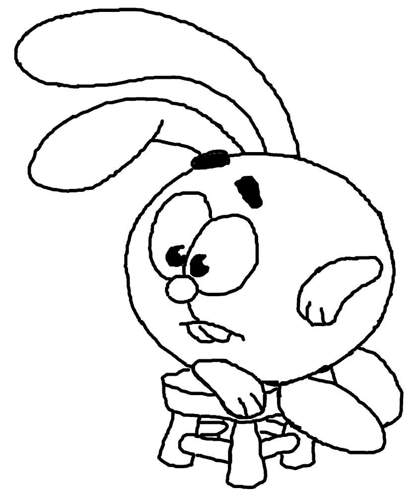 Раскраски Смешарики Крош и Ежик