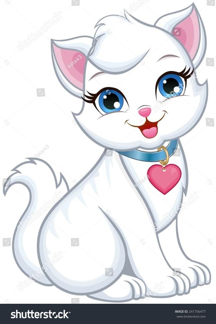 Белый котенок мультяшный