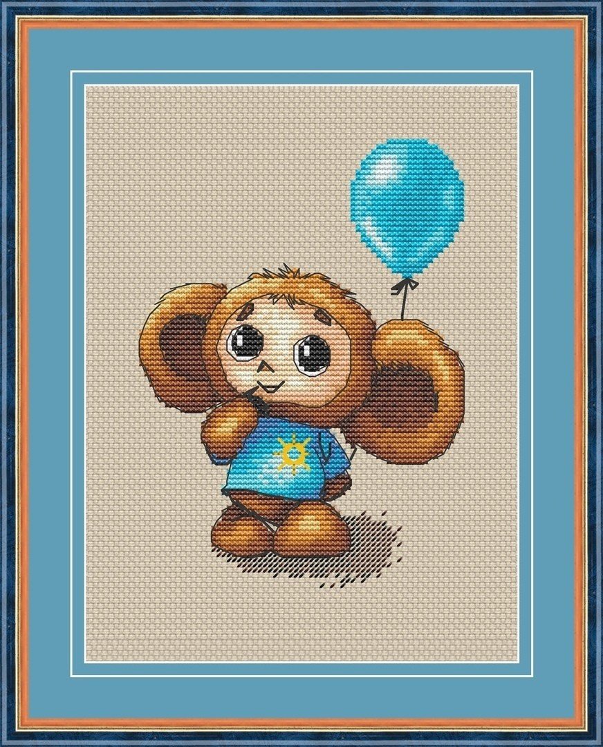 Вышивка крестиком Чебурашка