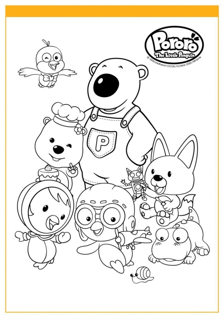 Пороро раскраска для детей