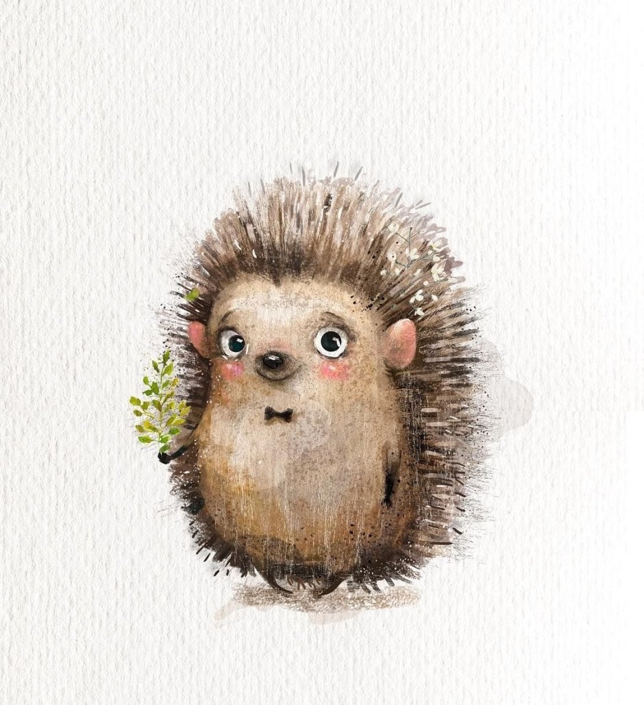 Еж акварелью