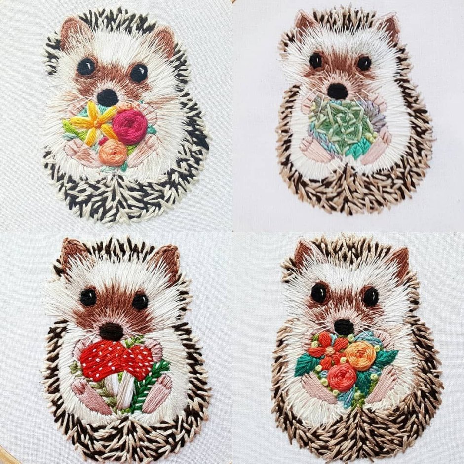 Ежик вышитый гладью