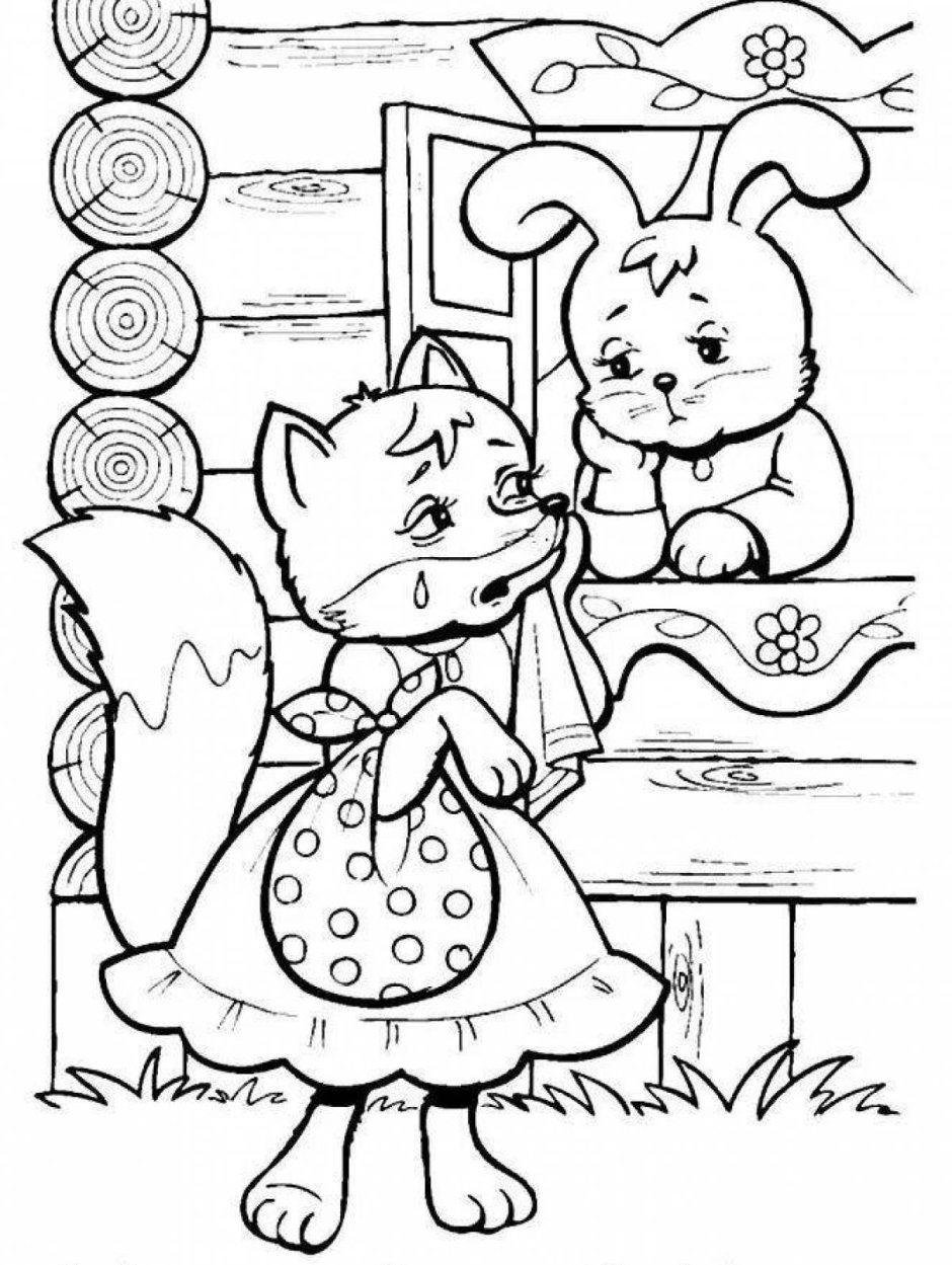 Сказка Зайкина избушка раскраска