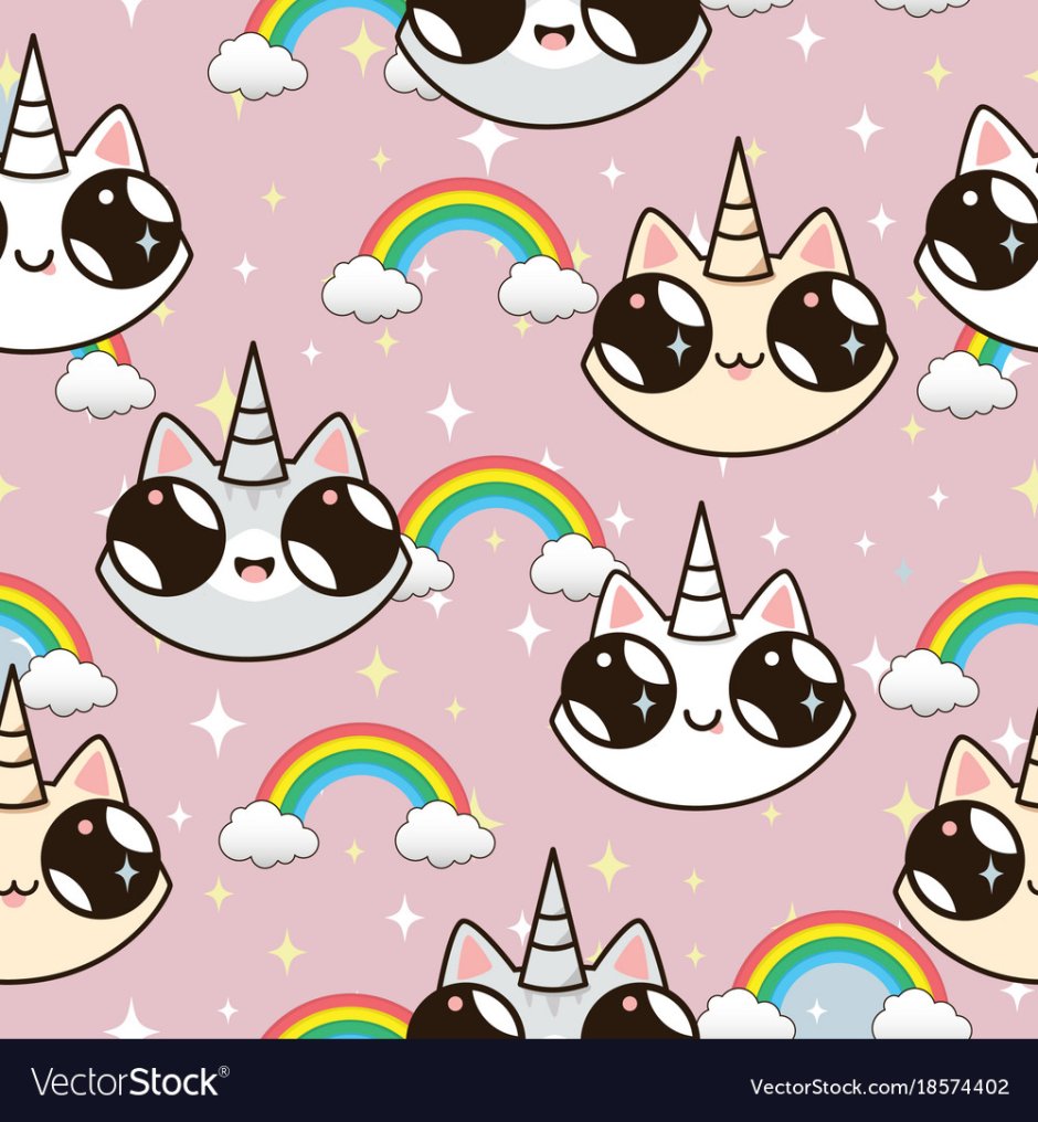 Мультяшные котики Единороги