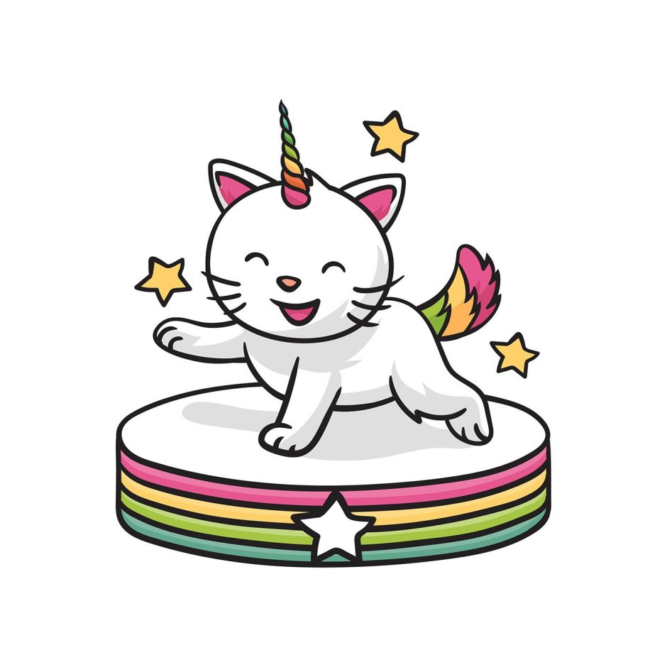 Кошка Единорожка раскраска