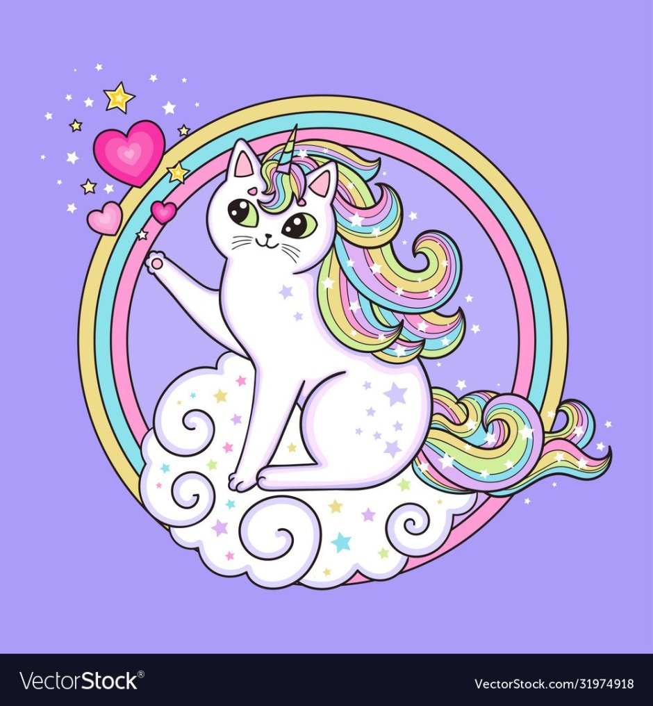 Радужная кошка Единорог