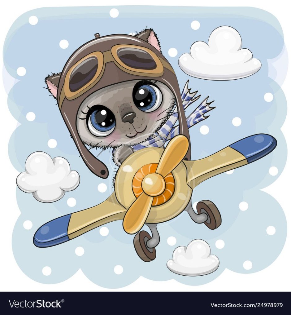 Мультяшные животные на самолете