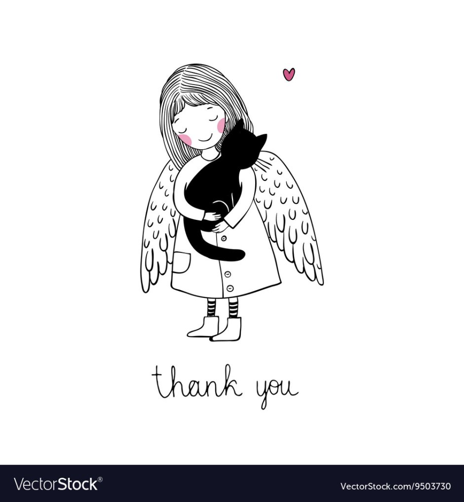 Девочка ангел и черный кот