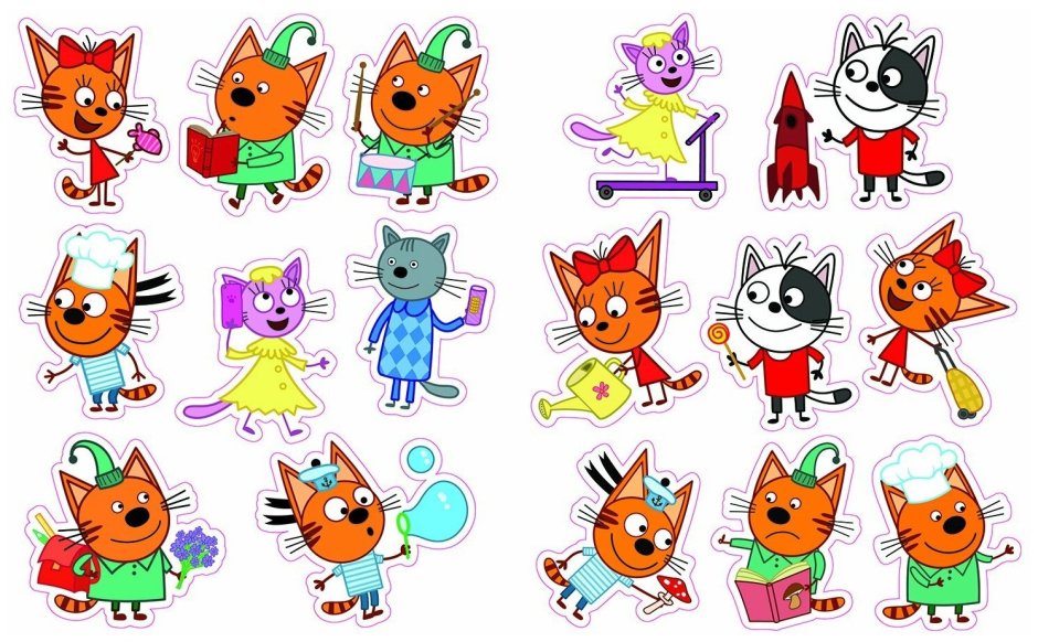 Вырезать и клеить три кота