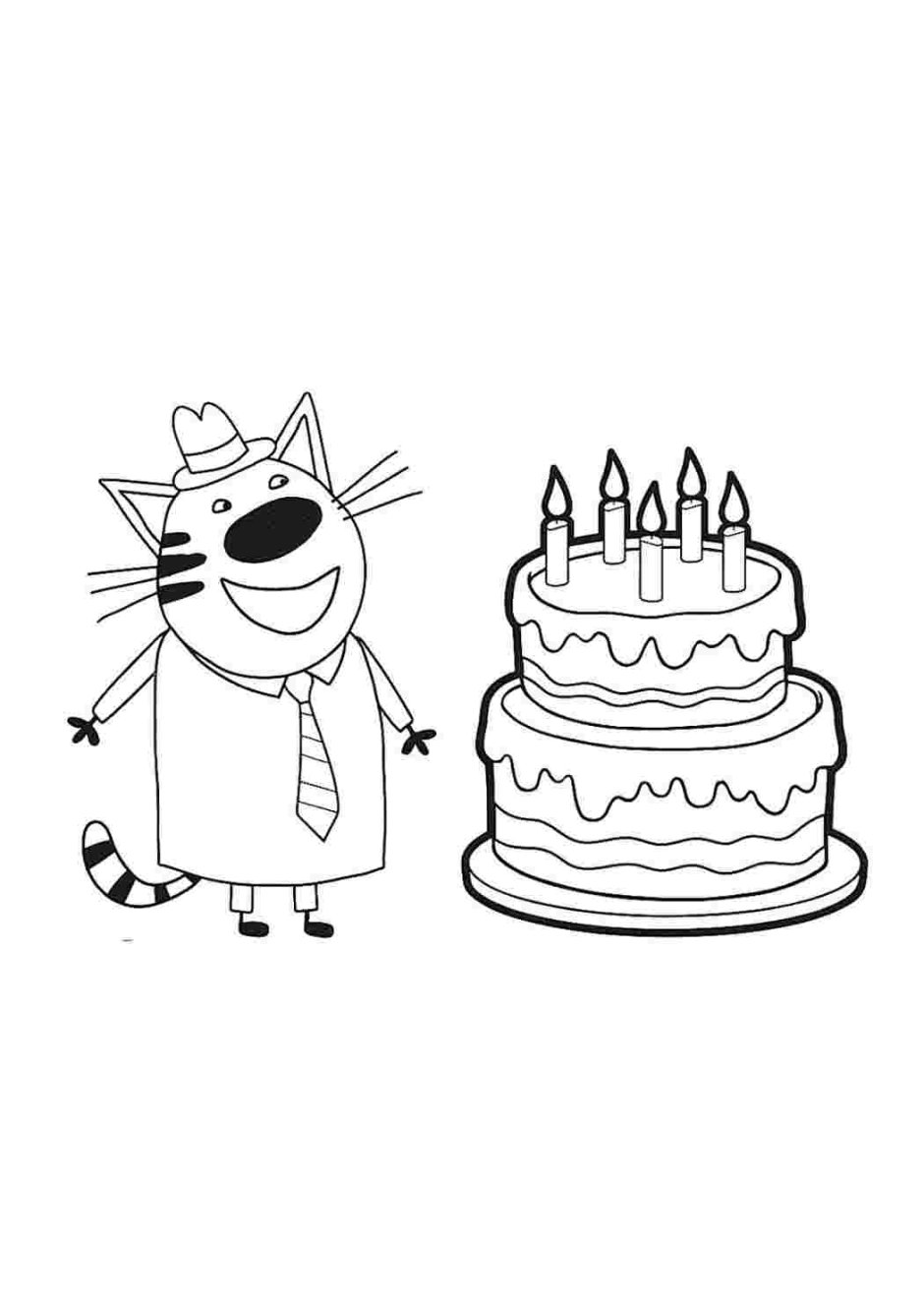 Раскраска торт котик