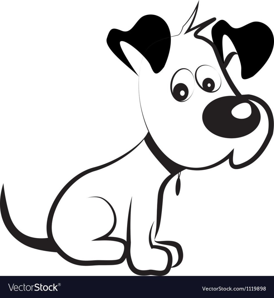 Мультяшная маленькая собачка черно белая