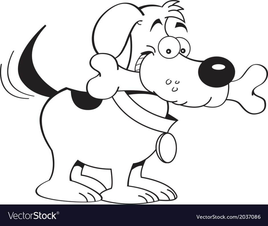 Щенок с косточкой черно-белая