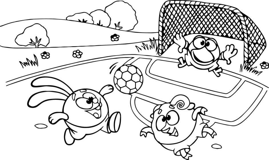 Смешарики раскраска Крош на скейте