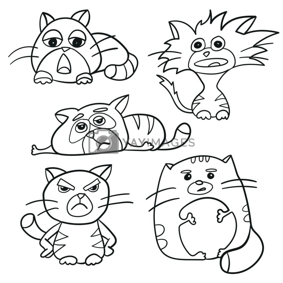 Раскраска много котят
