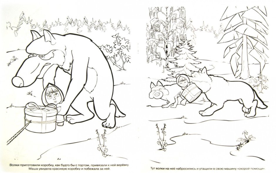 Медведь и волк раскраска