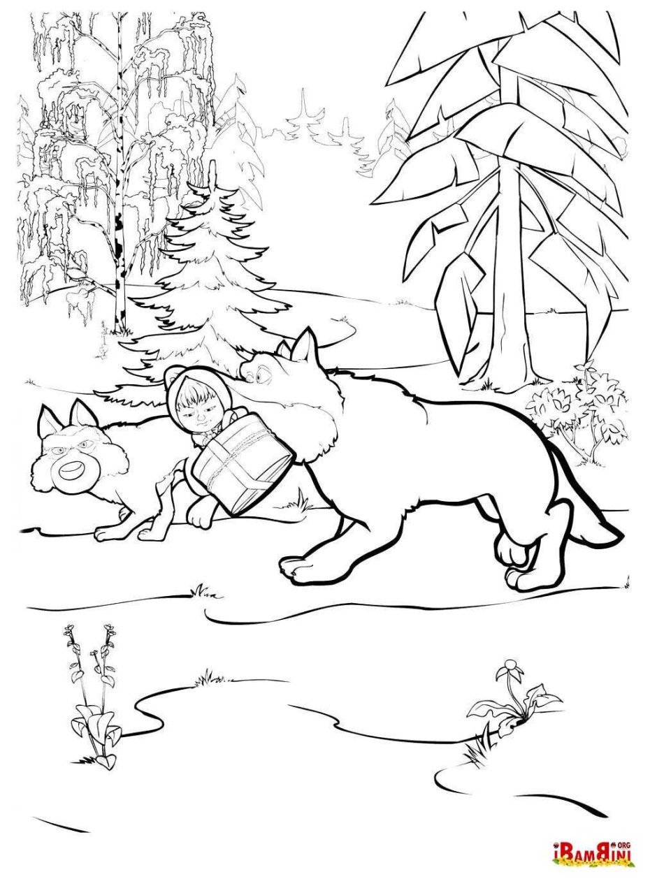 Лиса и медведь раскраска