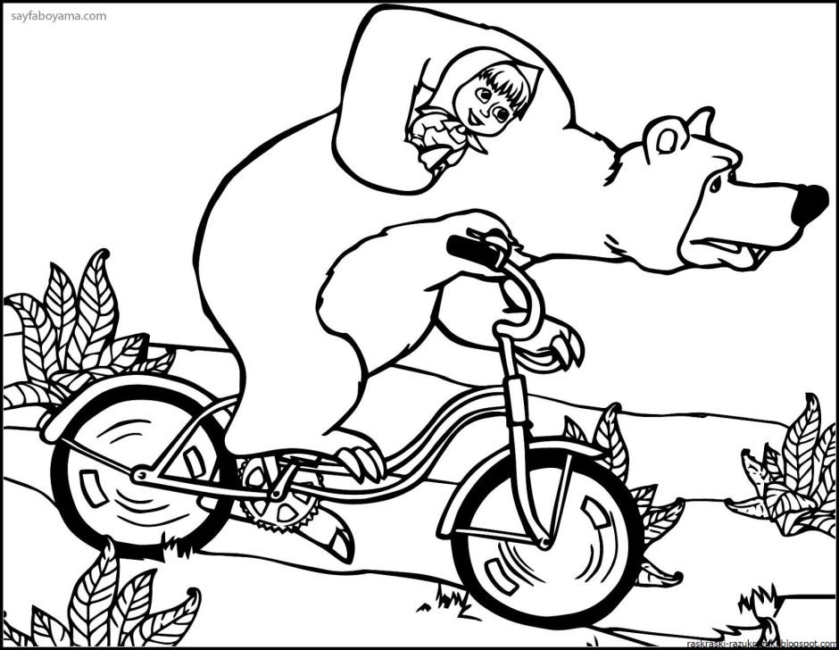 Раскраска Маша и медведь волки