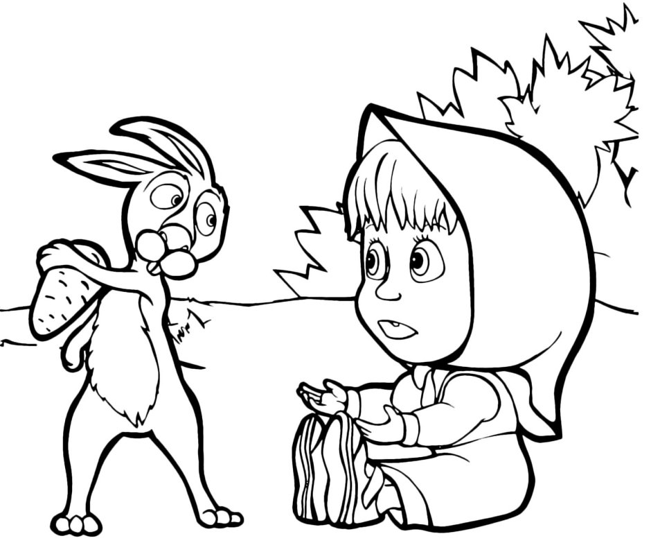 Разукрашку Маша и медведь