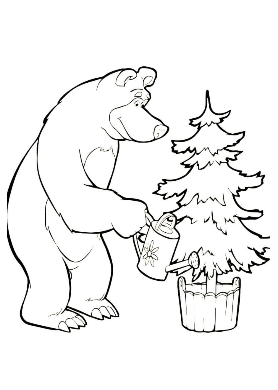 Раскраска. Маша и медведь