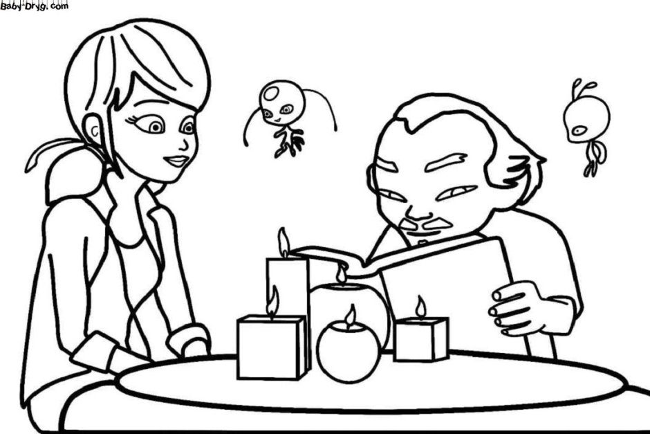 Раскраска леди баг мастер фу