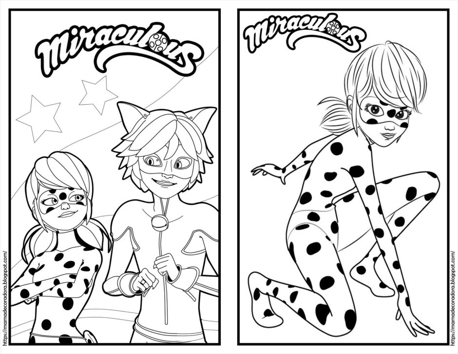 Раскраски для девочек леди баг до после