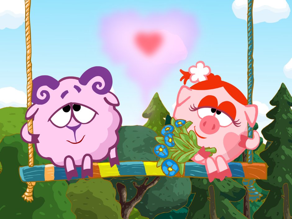 Смешарики Нюша и Бараш