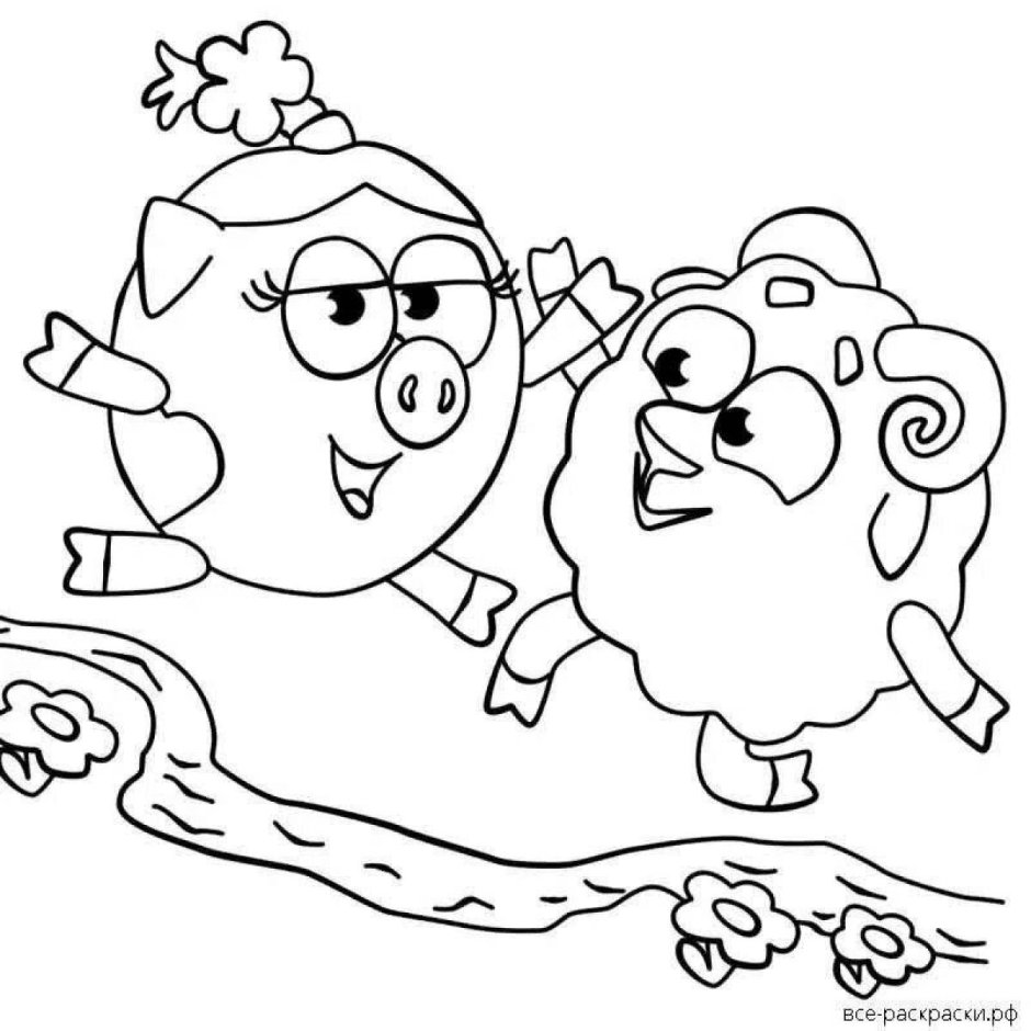 Нюша и Бараш раскраска