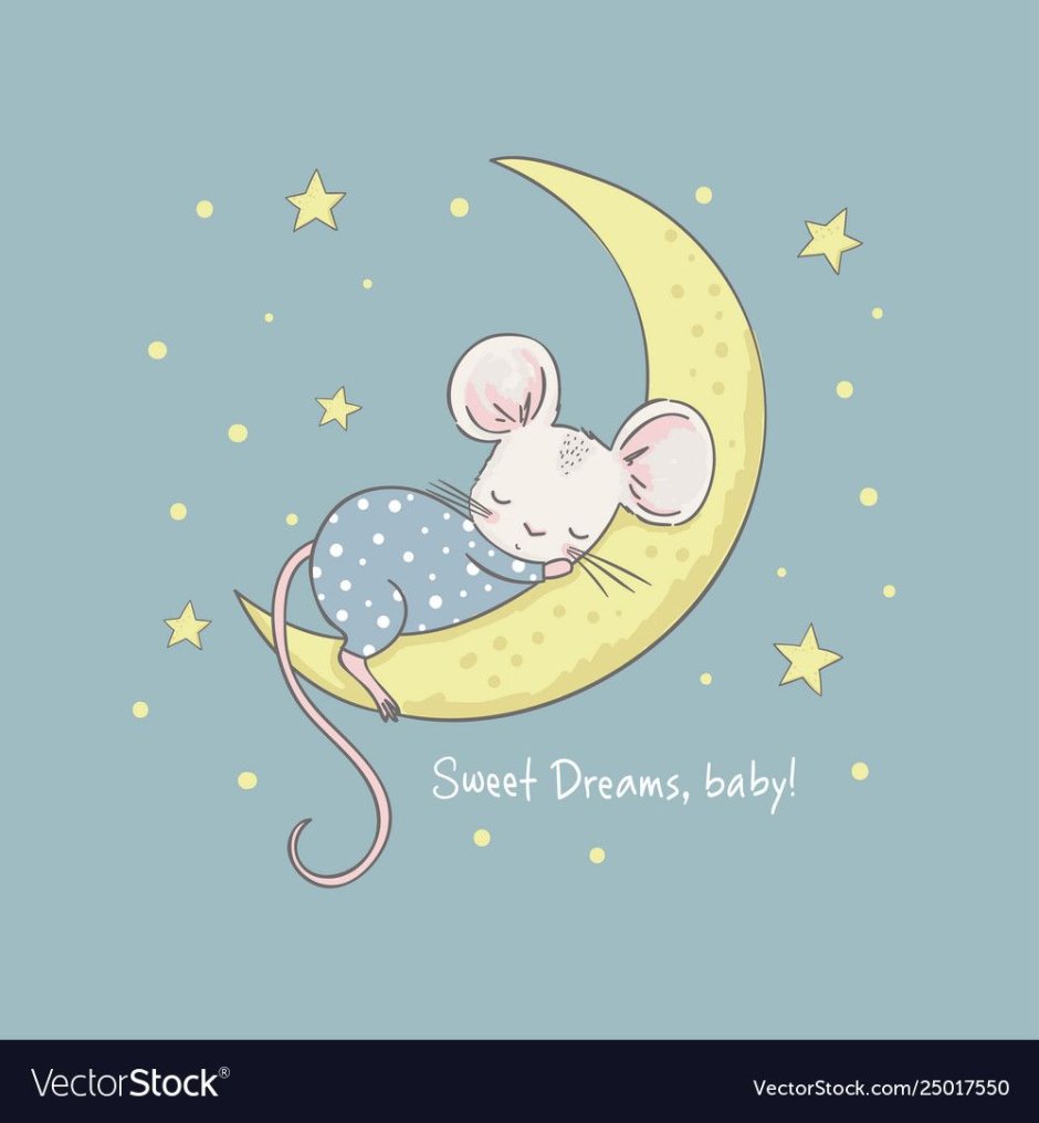 Мышонок на Луне иллюстрация